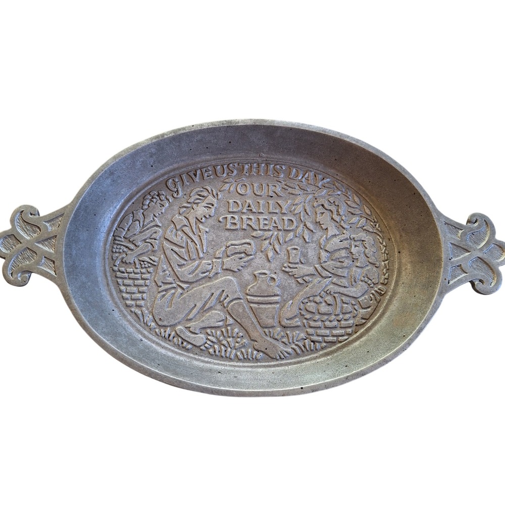 Phila House Vintage Our Daily Bread Pewter Serving Tray Platter Israel